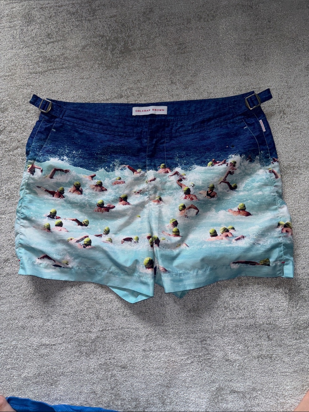 Orlebar Brown Swim Trunks - Navy, Light Blue & Yellow Swim Print